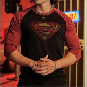 YoungLA Black and Red Superman Long Sleeve Tee